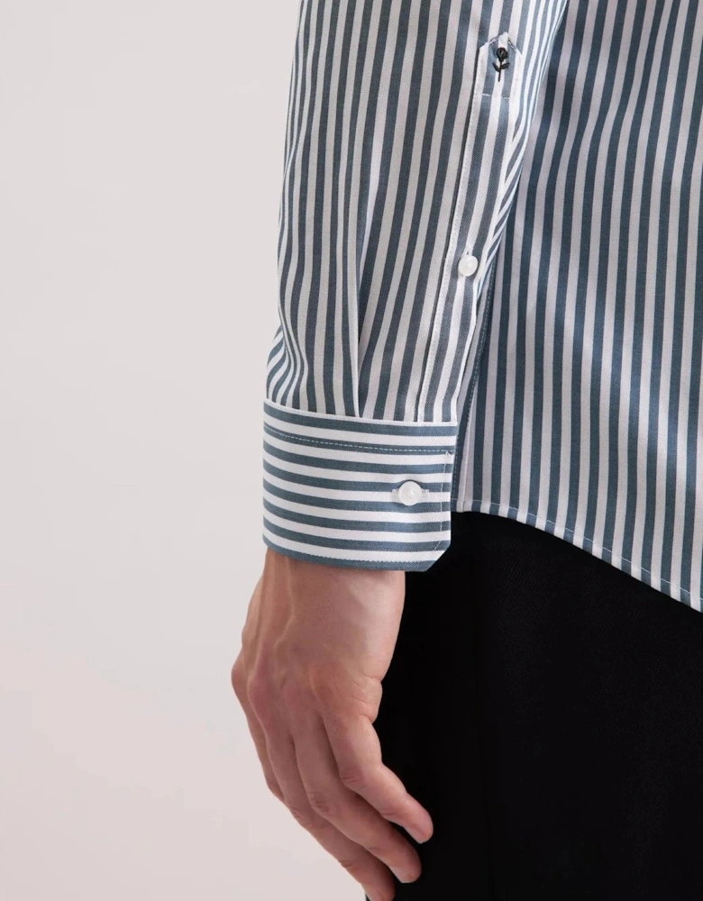 Regular Fit No Iron New Kent Striped Business Shirt Dark Teal