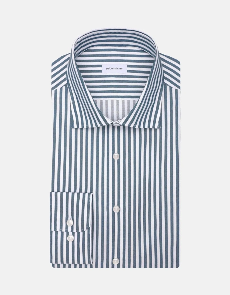 Regular Fit No Iron New Kent Striped Business Shirt Dark Teal