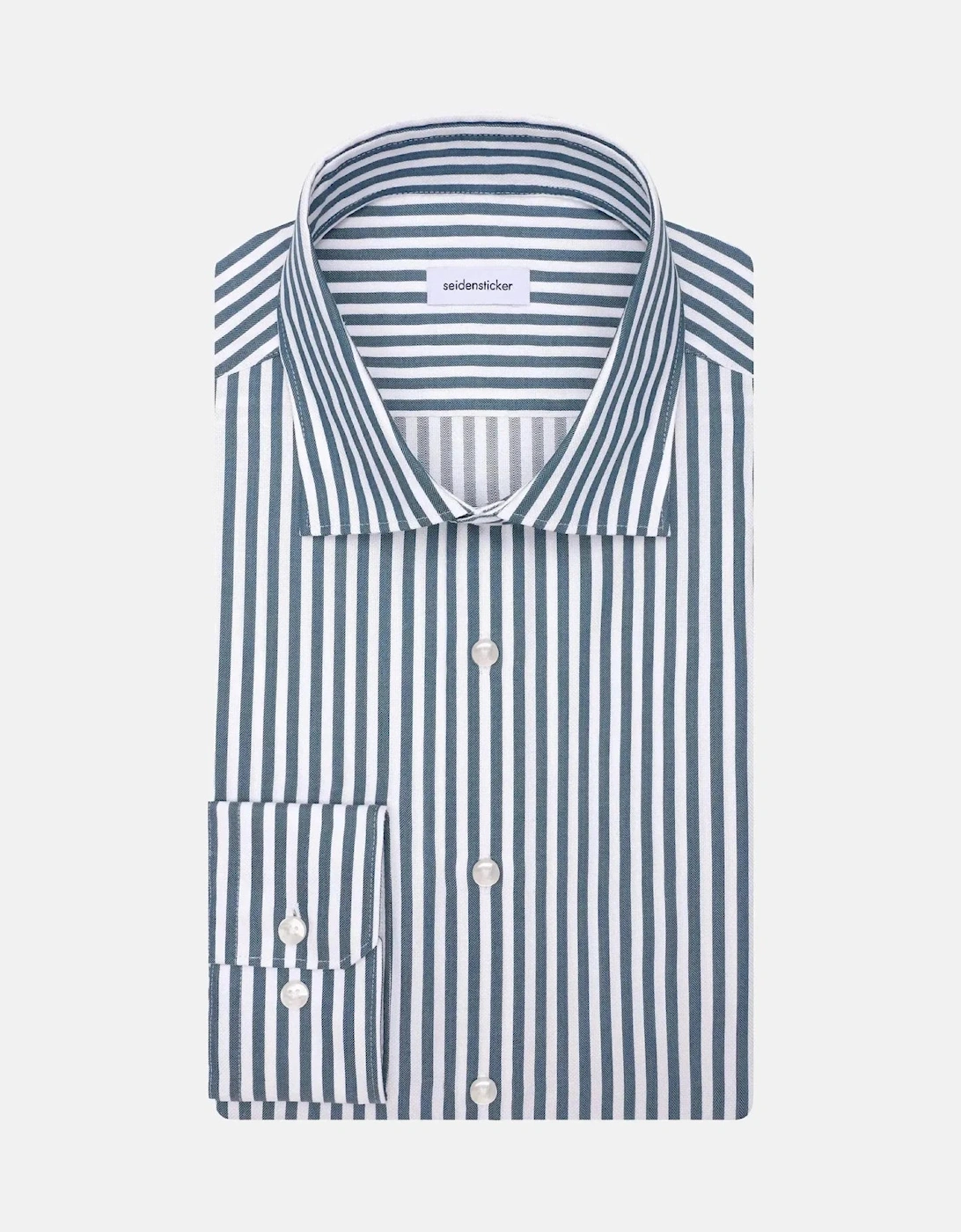 Regular Fit No Iron New Kent Striped Business Shirt Dark Teal