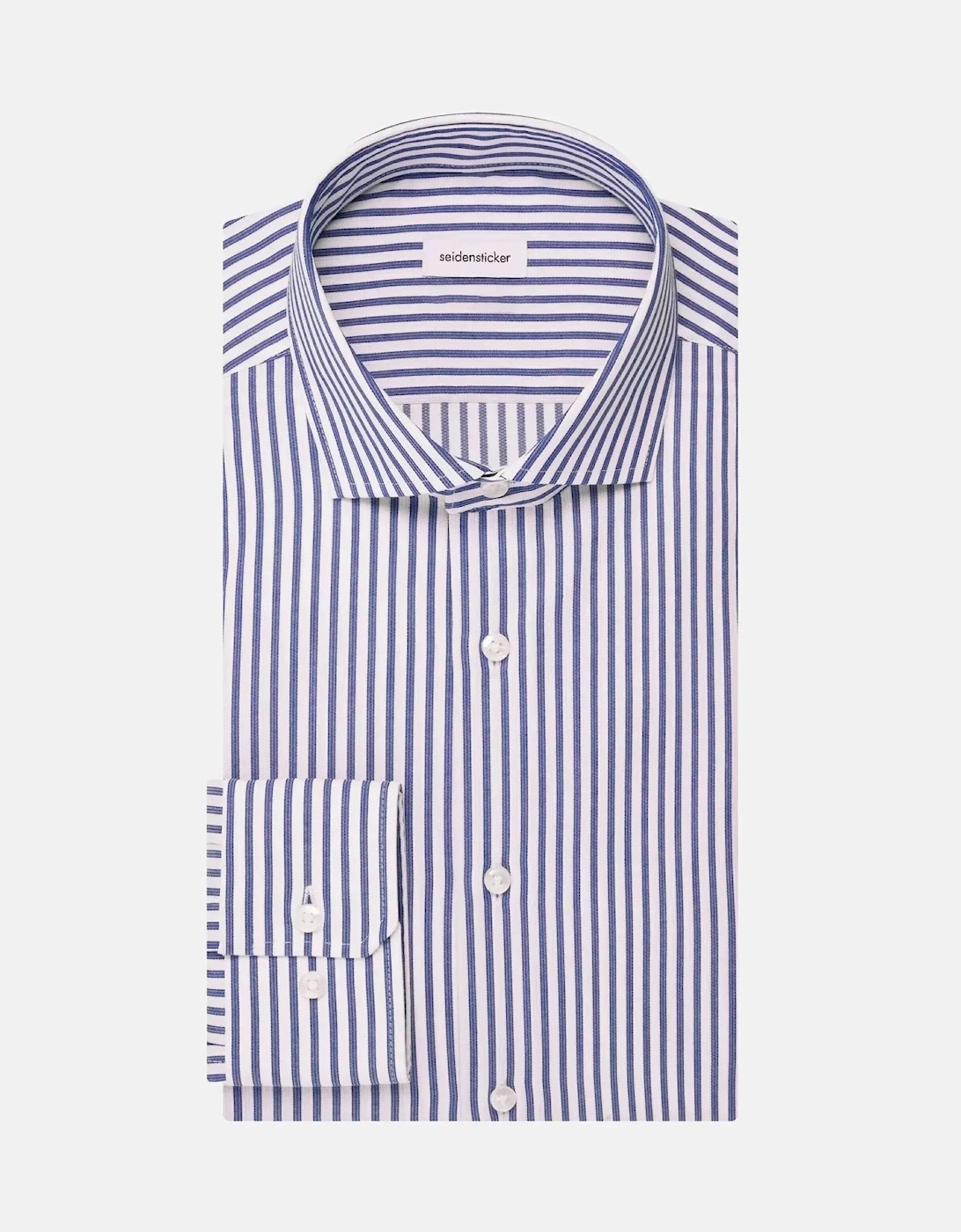 Regular Fit No Iron Spread Kent Structured Stripe Business Shirt Mid Blue