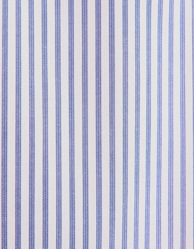 Regular Fit No Iron Spread Kent Structured Stripe Business Shirt Mid Blue
