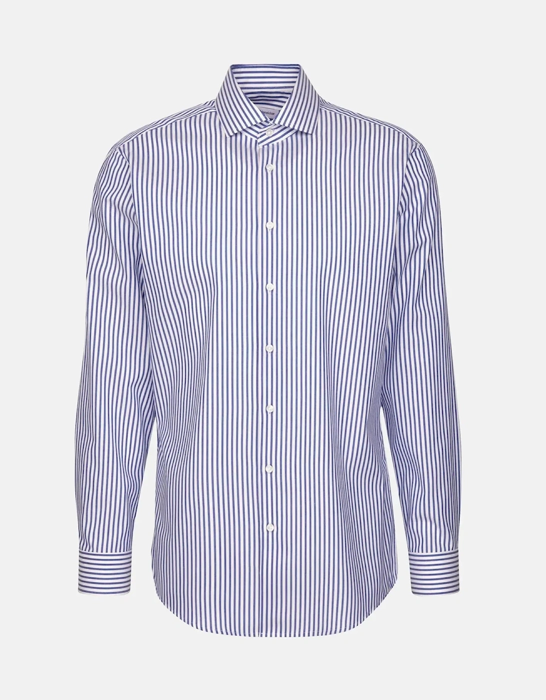 Regular Fit No Iron Spread Kent Structured Stripe Business Shirt Mid Blue