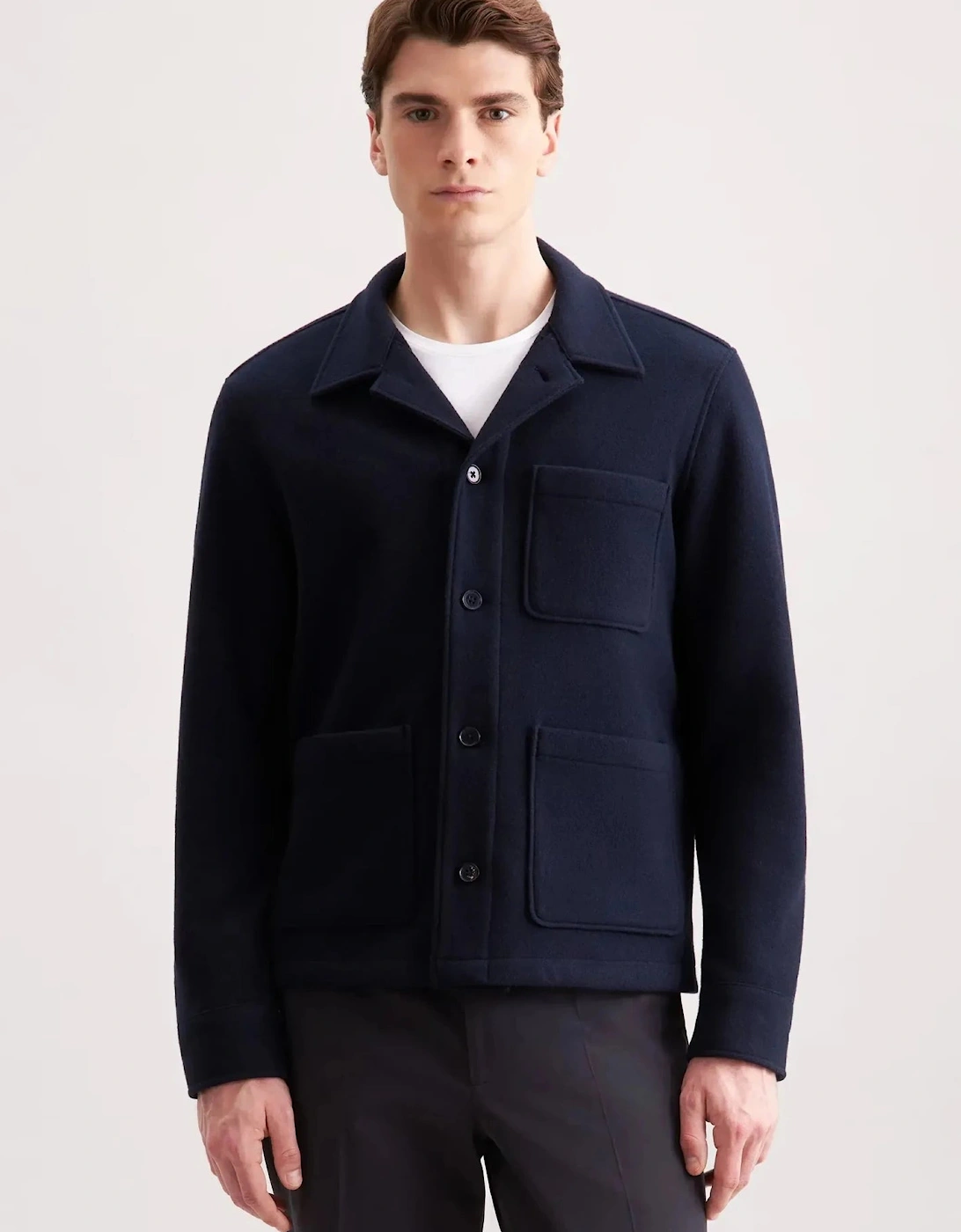 Regular Fit Wool Mix Casual Overshirt Dark Blue, 9 of 8