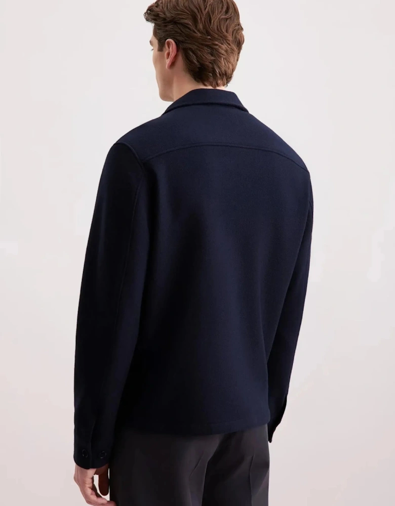 Regular Fit Wool Mix Casual Overshirt Dark Blue