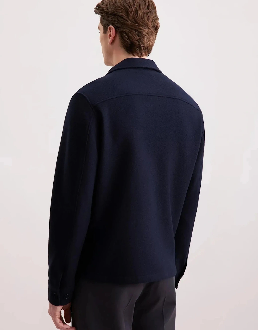 Regular Fit Wool Mix Casual Overshirt Dark Blue