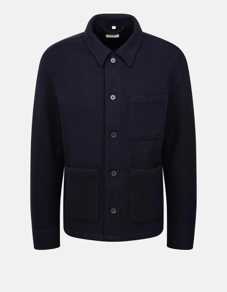 Regular Fit Wool Mix Casual Overshirt Dark Blue