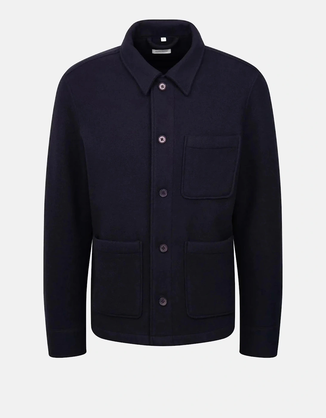 Regular Fit Wool Mix Casual Overshirt Dark Blue