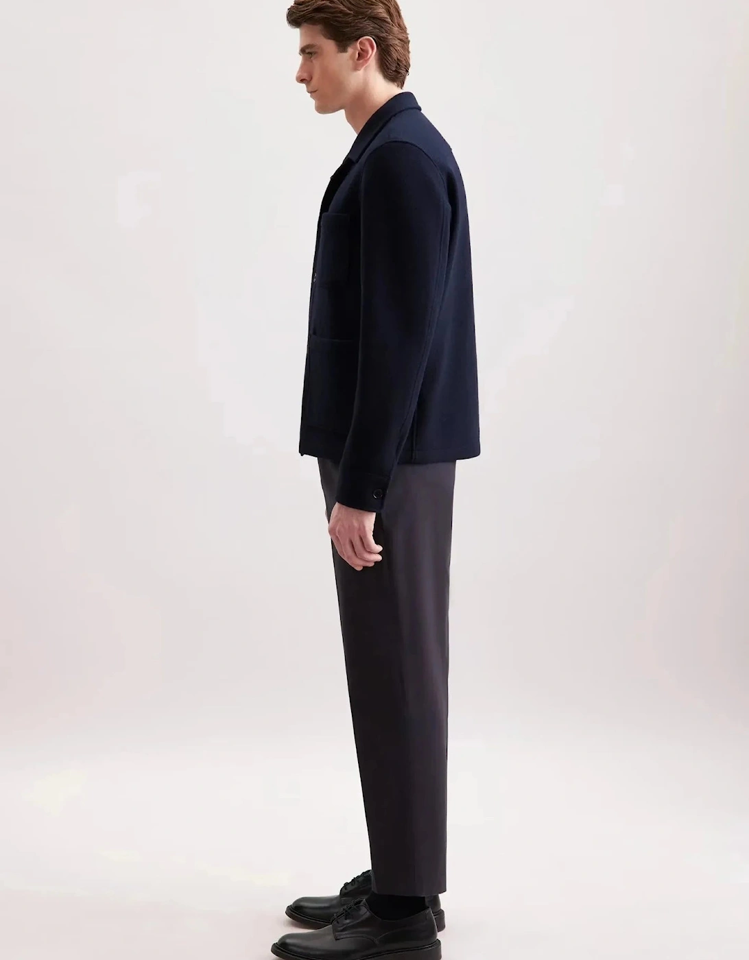 Regular Fit Wool Mix Casual Overshirt Dark Blue