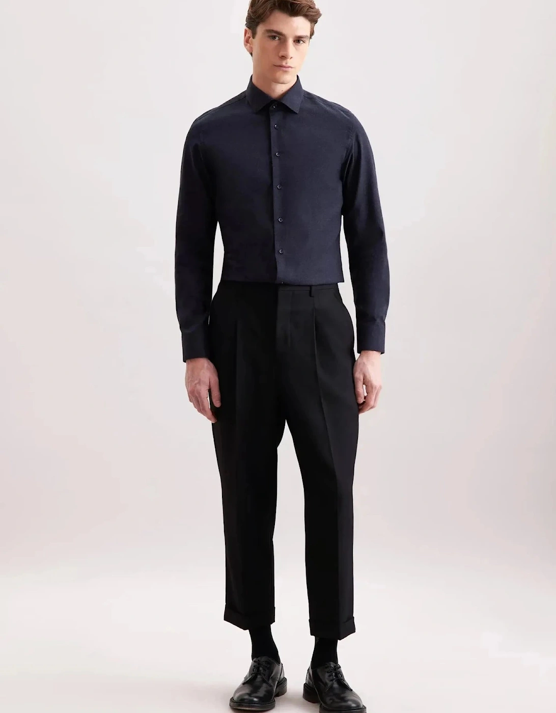 Slim Fit New Kent Flannel Shirt Dark Blue