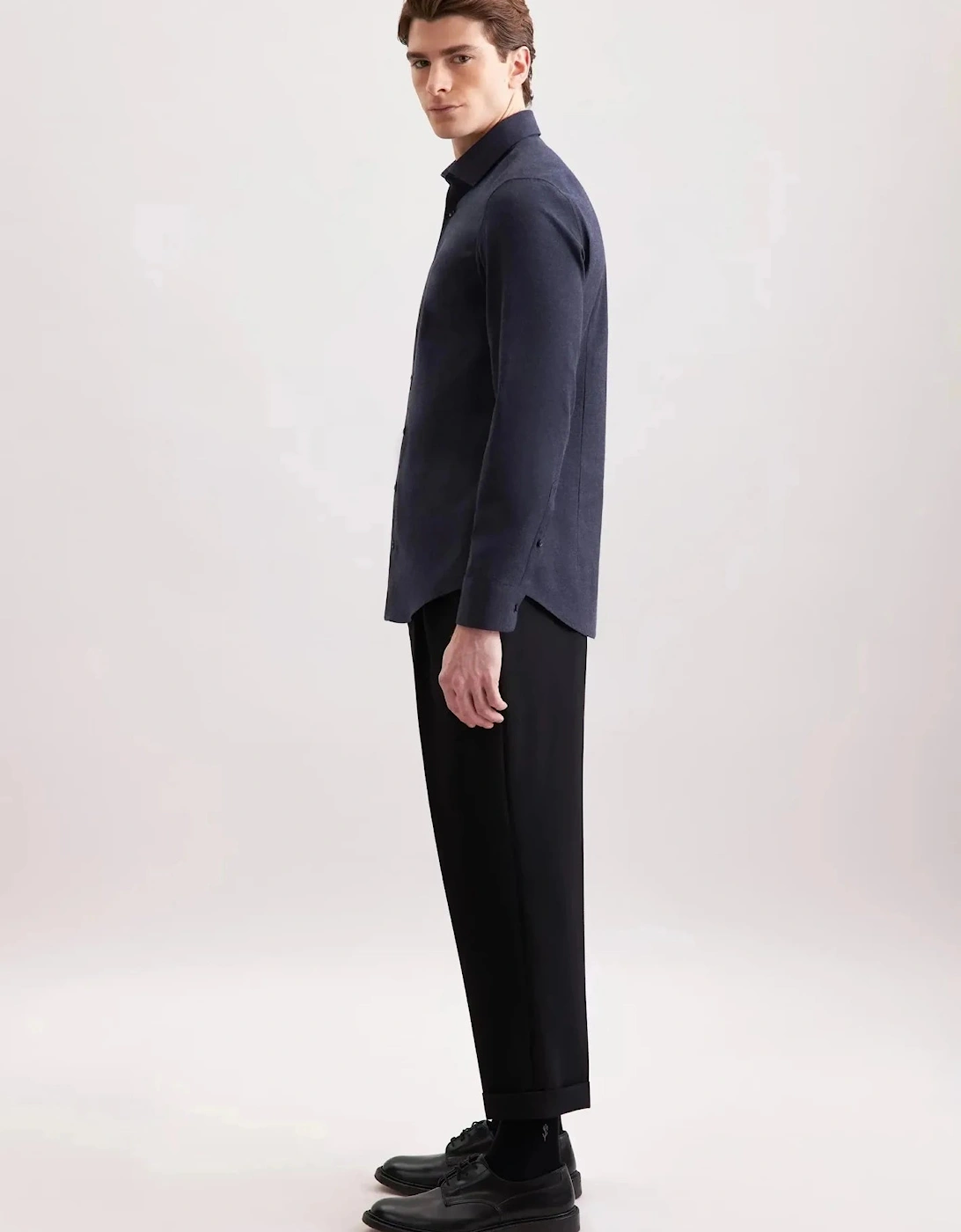 Slim Fit New Kent Flannel Shirt Dark Blue