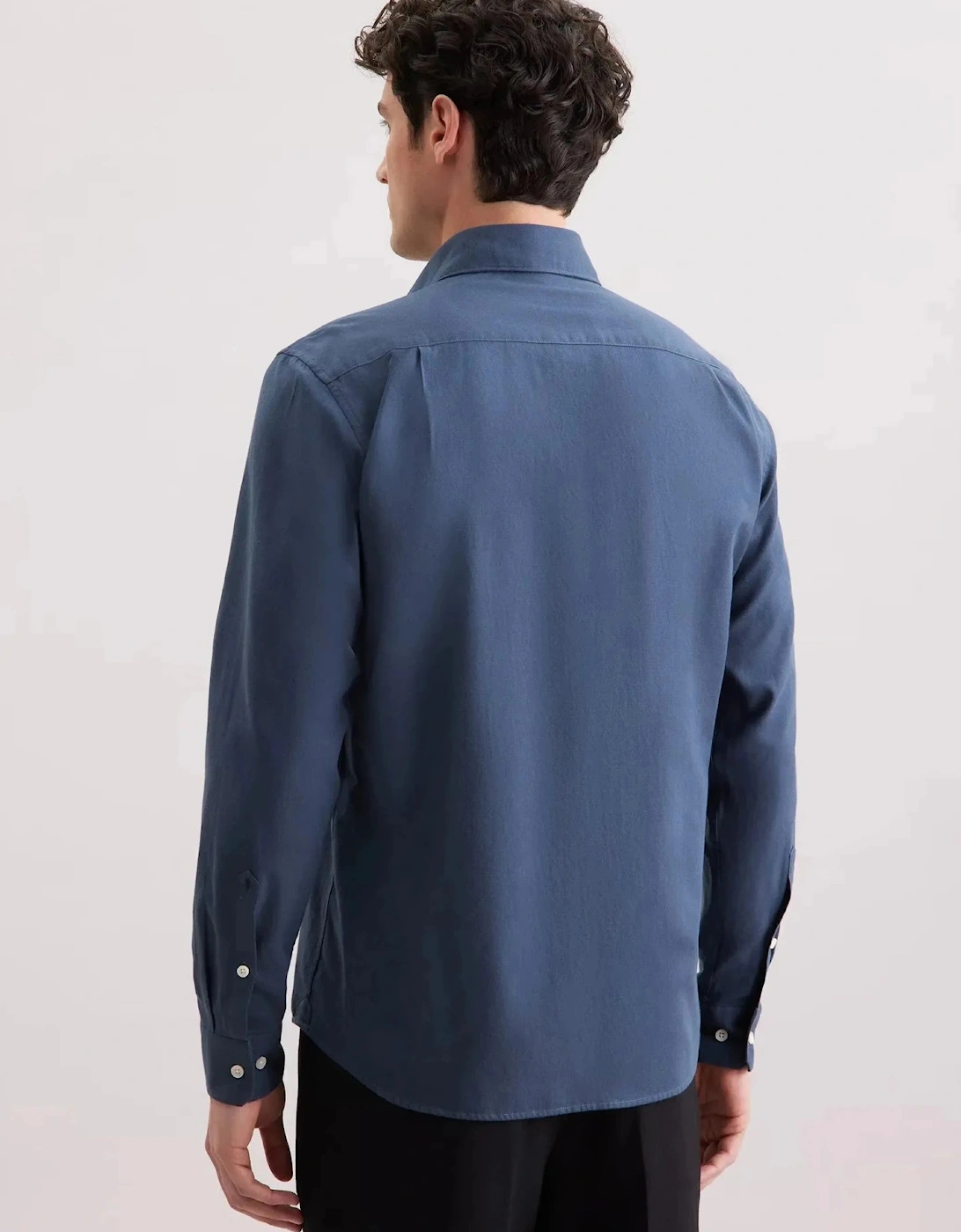Regular Fit Spread Kent Pepita Flannel Shirt Dark Blue
