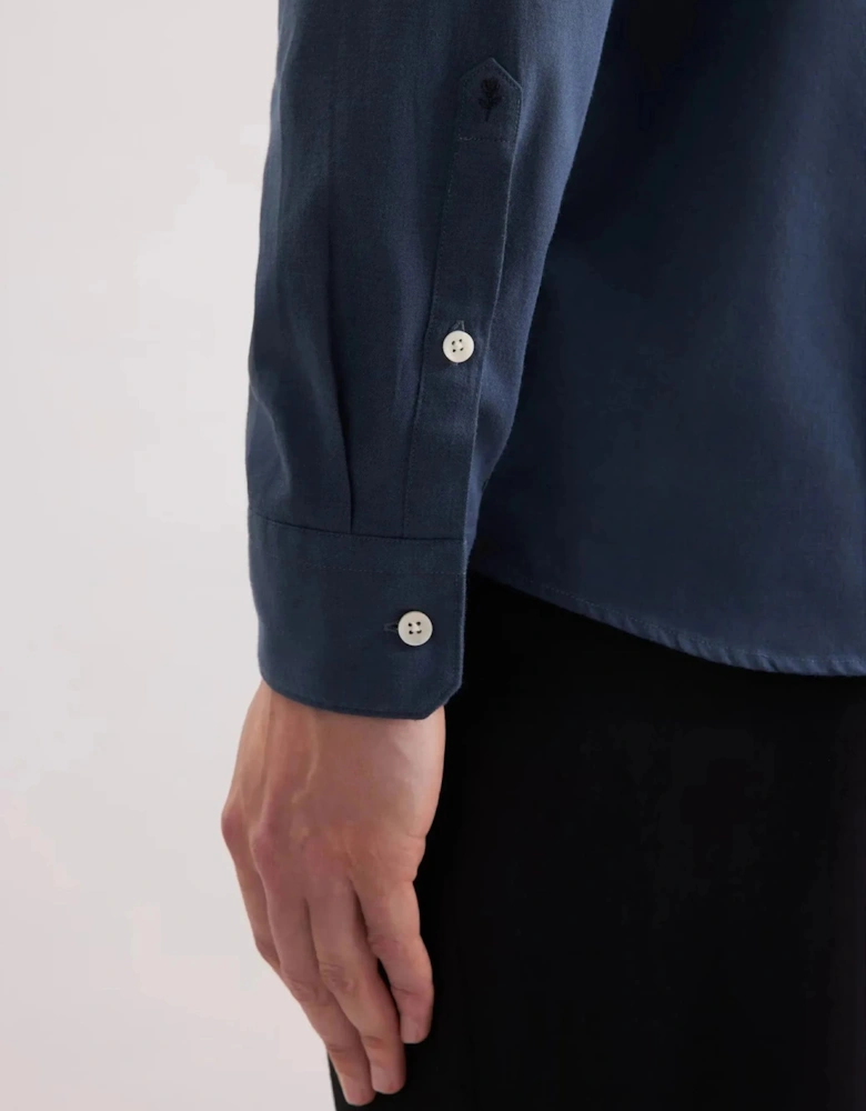 Regular Fit Spread Kent Pepita Flannel Shirt Dark Blue