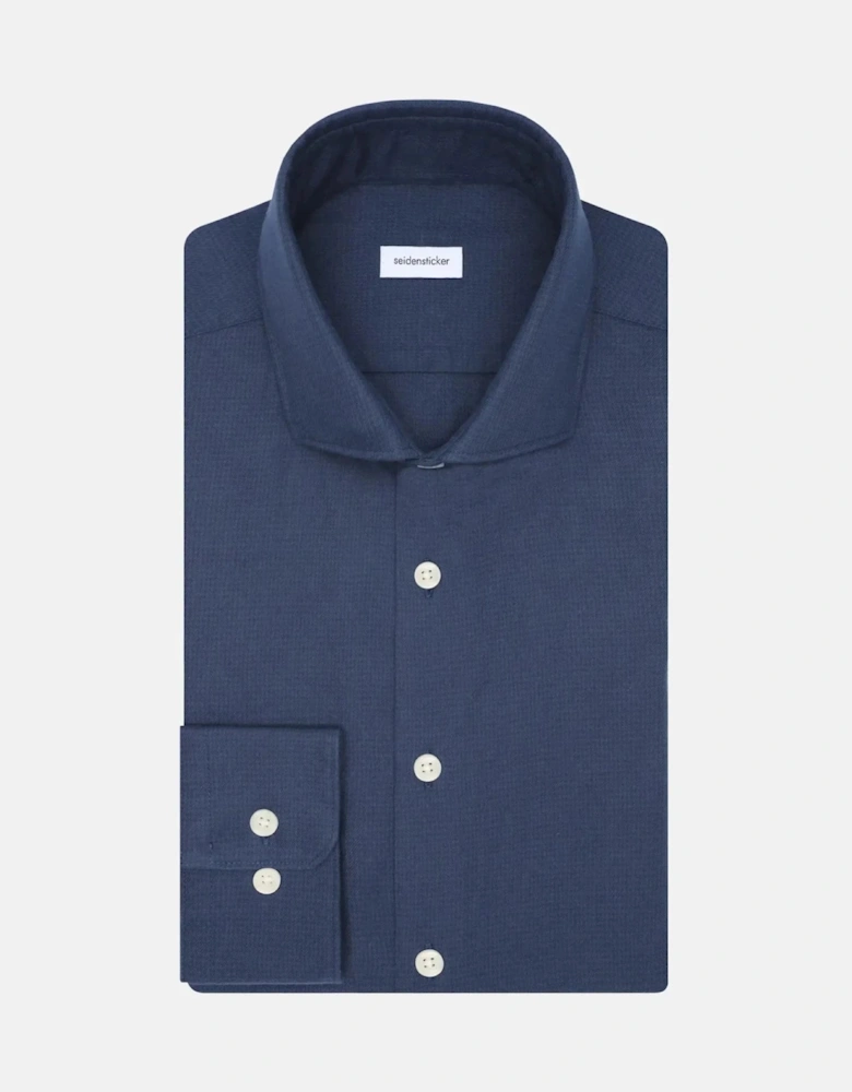 Regular Fit Spread Kent Pepita Flannel Shirt Dark Blue