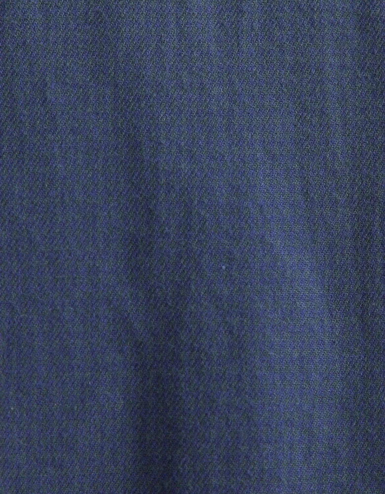 Regular Fit Spread Kent Pepita Flannel Shirt Dark Blue