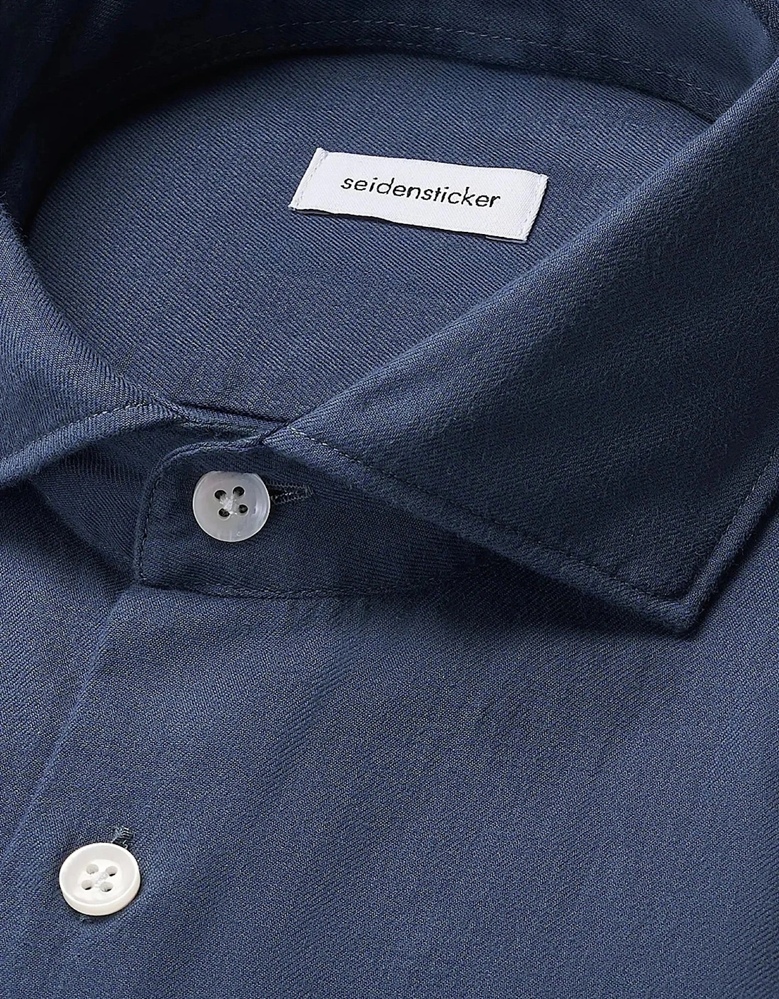 Regular Fit Spread Kent Pepita Flannel Shirt Dark Blue