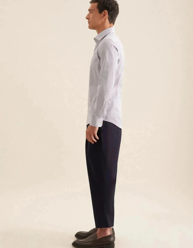 Slim Fit Business Kent Print Pattern Business Shirt Beige