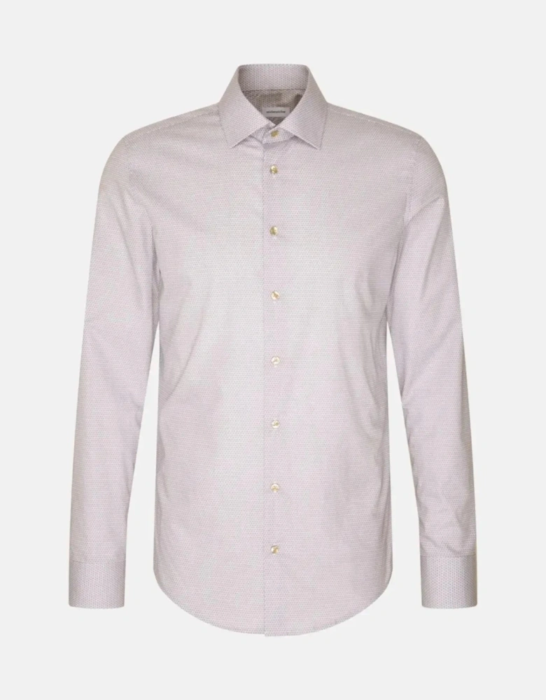 Slim Fit Business Kent Print Pattern Business Shirt Beige