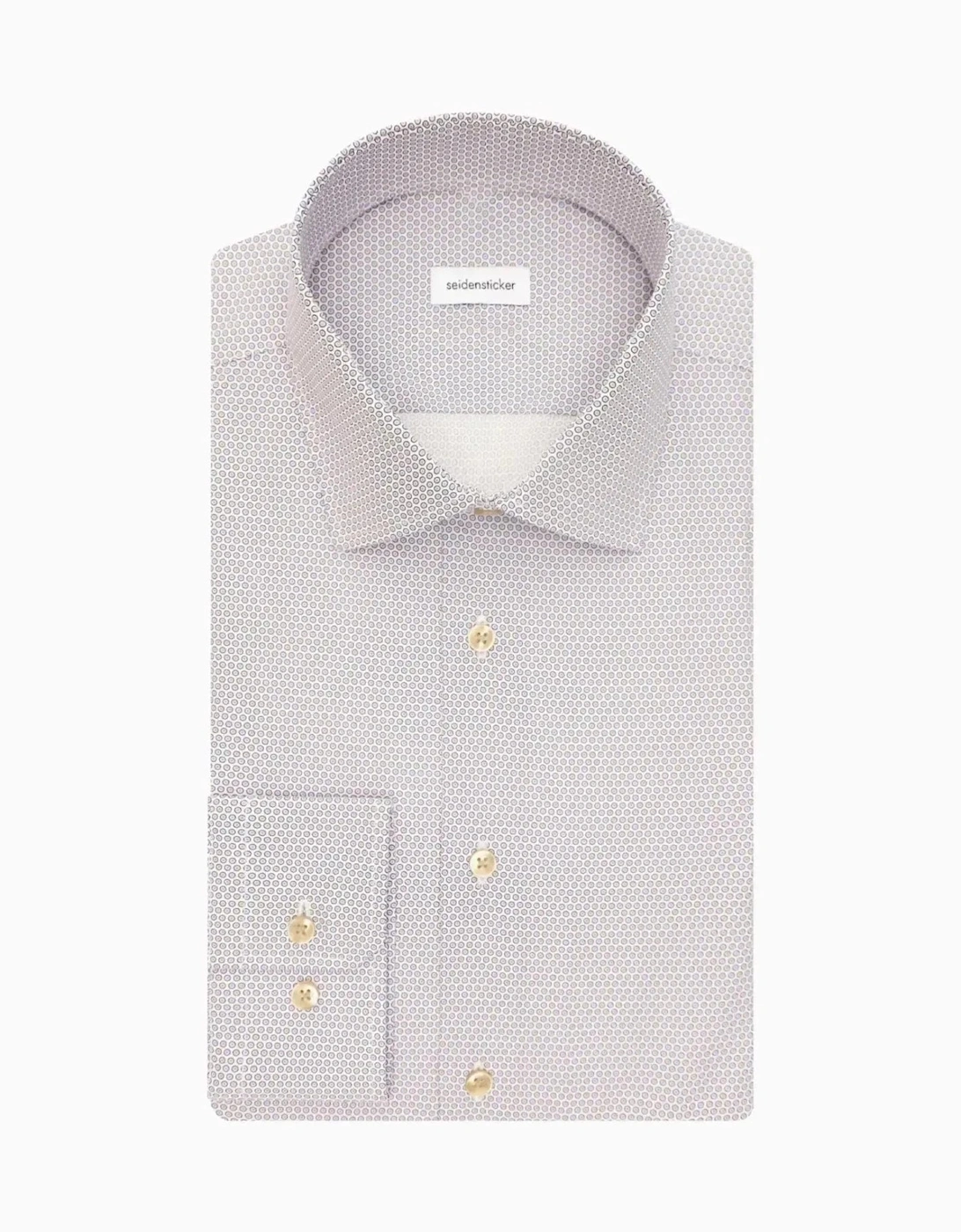 Slim Fit Business Kent Print Pattern Business Shirt Beige