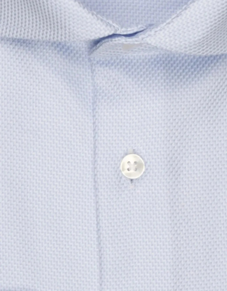 Slim Fit No Iron Spread Kent Structured Business Shirt Light Blue