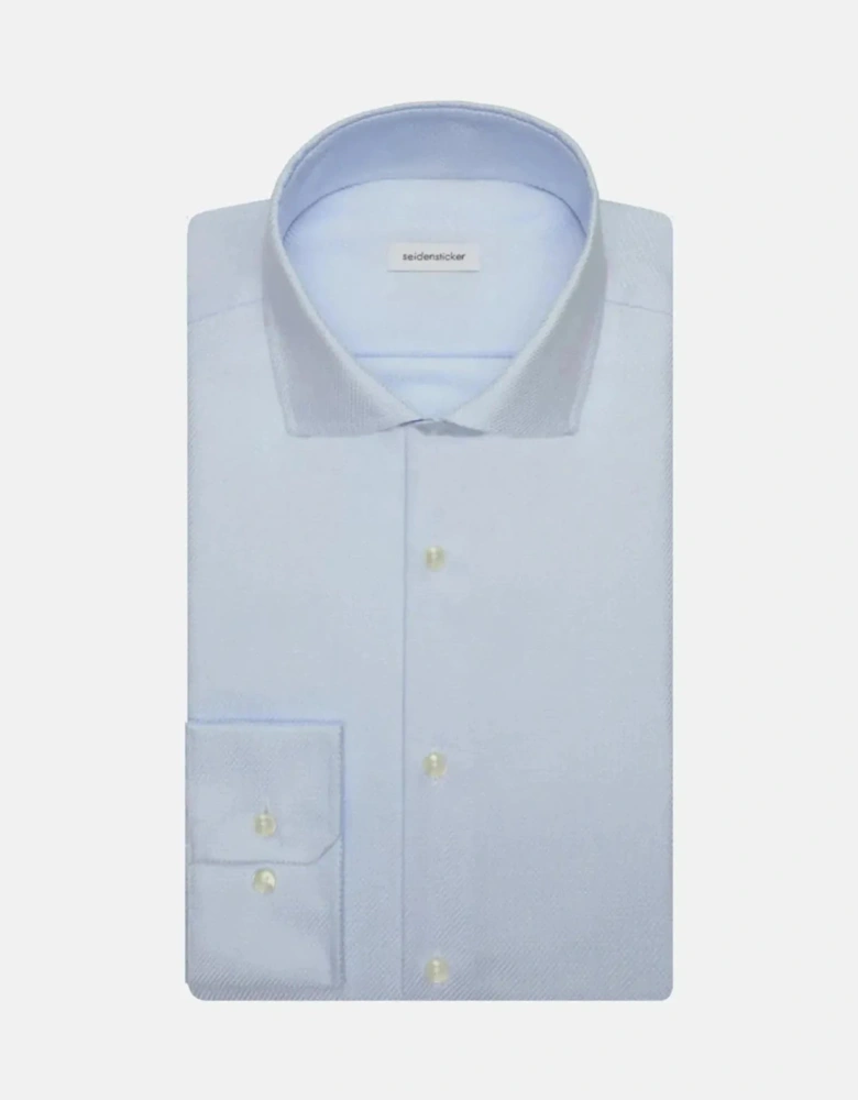 Slim Fit No Iron Spread Kent Structured Business Shirt Light Blue