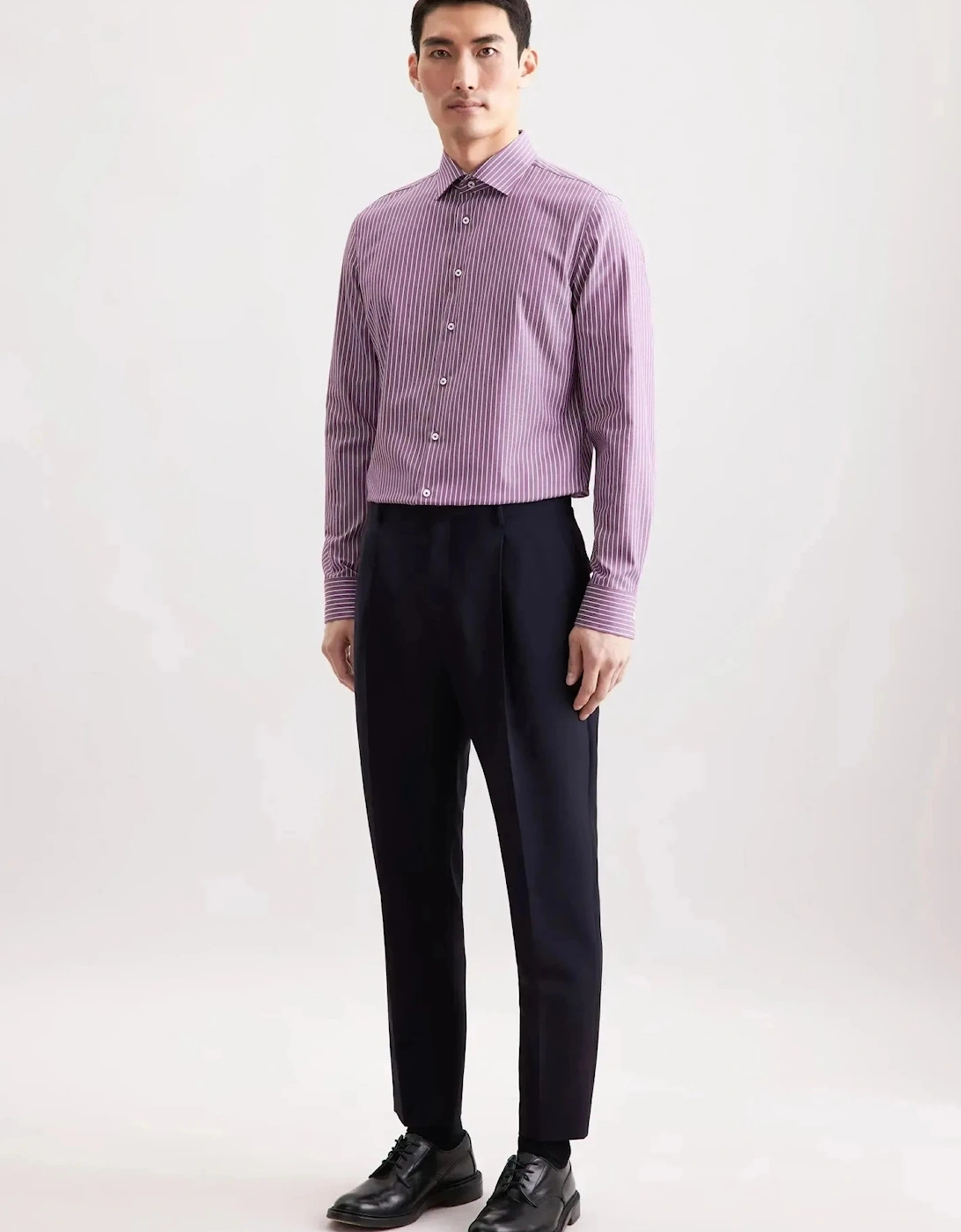 Slim Fit No Iron New Kent Striped Business Shirt Lilac