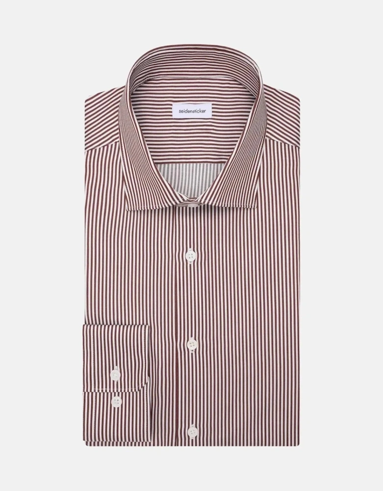 Slim Fit Easy Iron New Kent Striped Business Shirt Burgundy