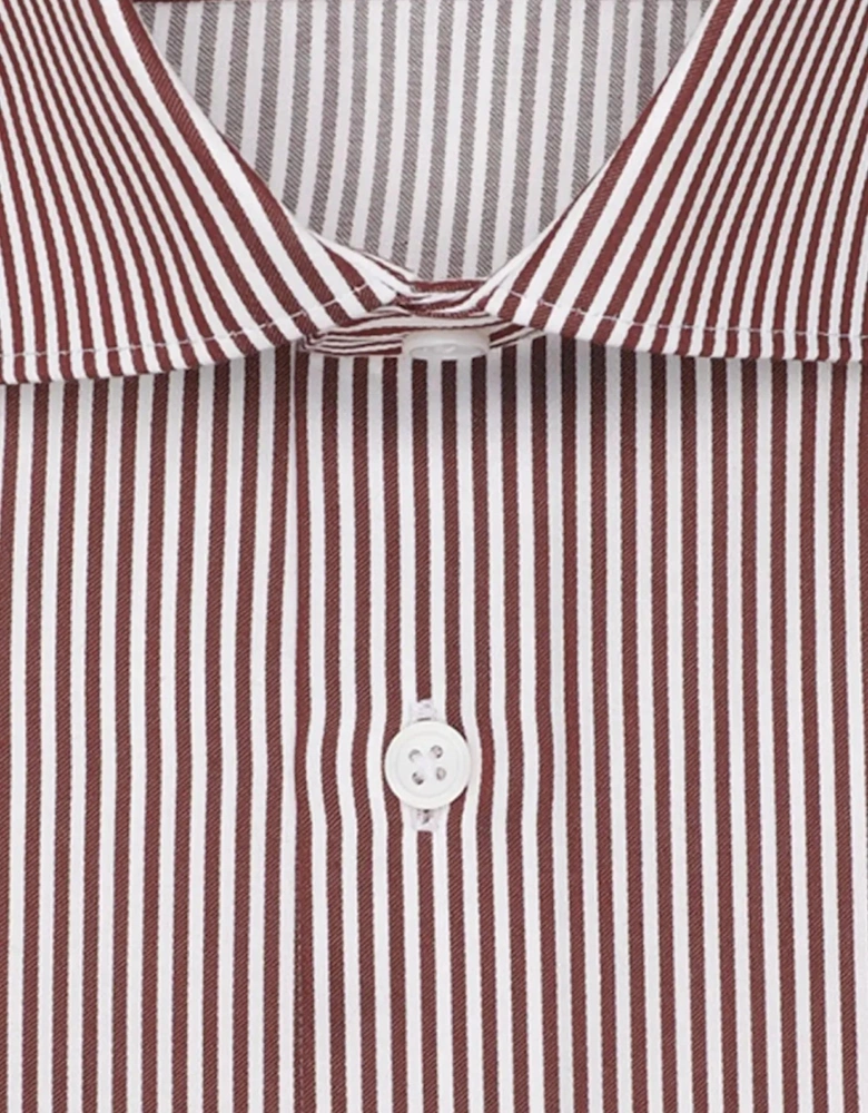 Regular Fit Easy Iron New Kent Striped Business Shirt Burgundy