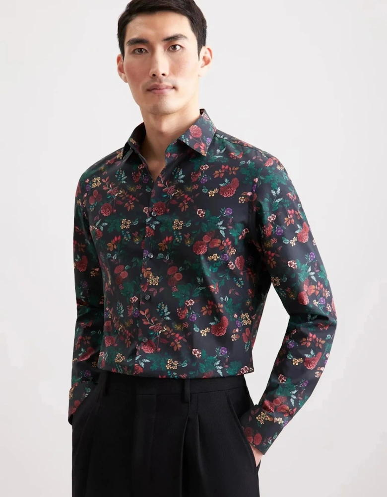 Slim Fit New Kent Floral Shirt Grey