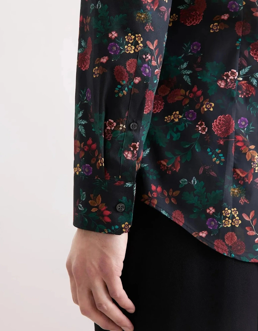Slim Fit New Kent Floral Shirt Grey