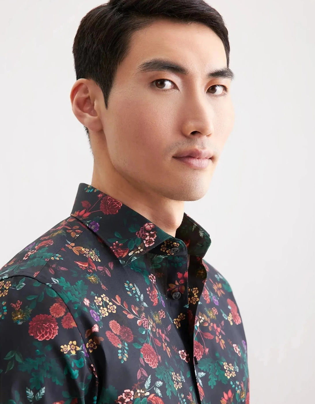 Slim Fit New Kent Floral Shirt Grey