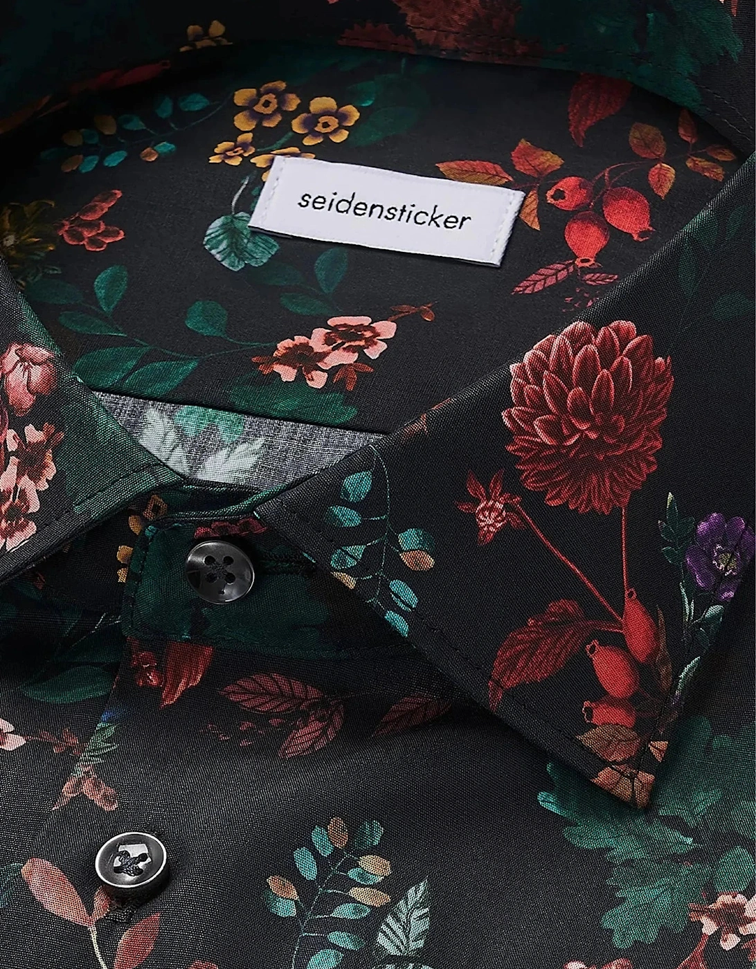 Slim Fit New Kent Floral Shirt Grey