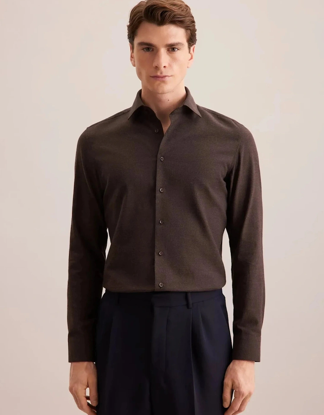 Slim Fit New Kent Flannel Shirt Brown