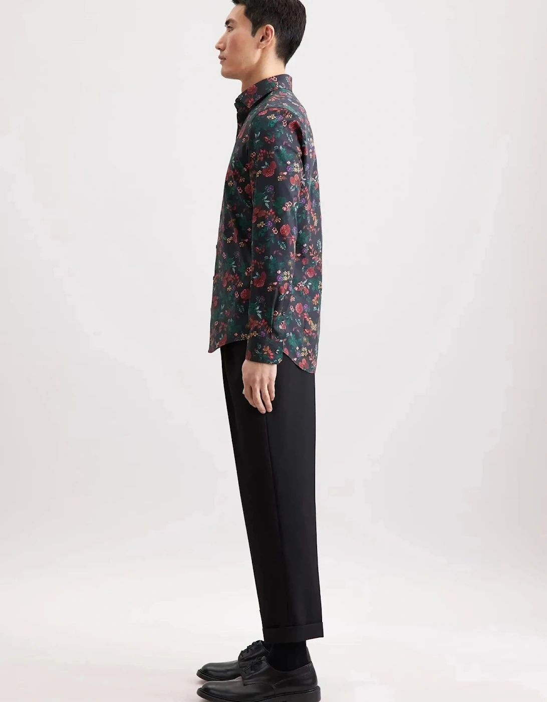 Slim Fit New Kent Floral Shirt Grey