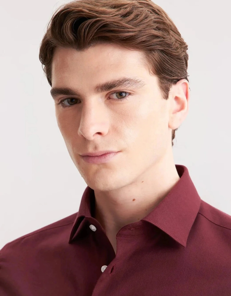 Slim Fit New Kent Flannel Shirt Burgundy