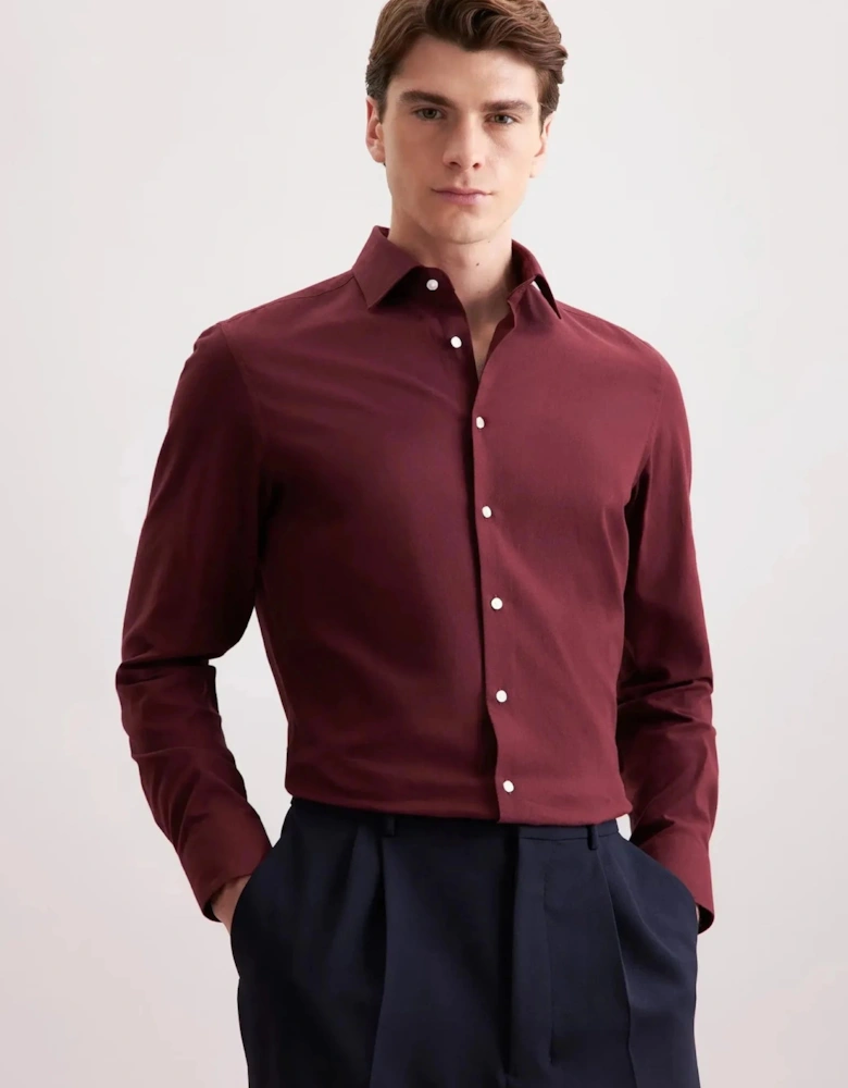 Slim Fit New Kent Flannel Shirt Burgundy