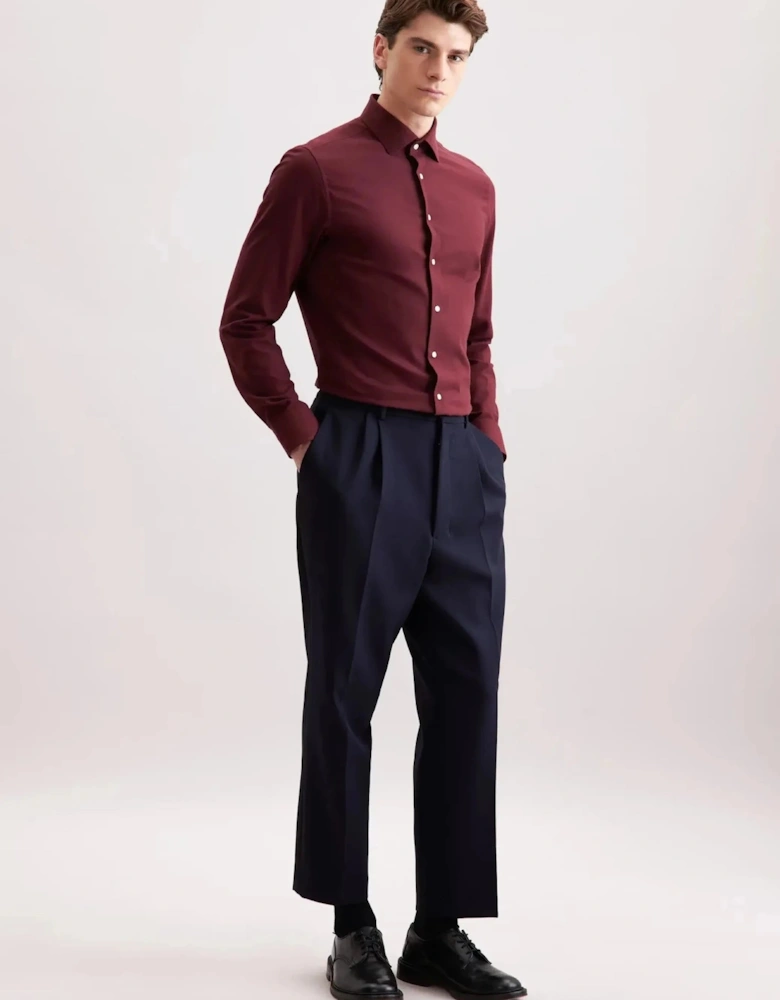 Slim Fit New Kent Flannel Shirt Burgundy
