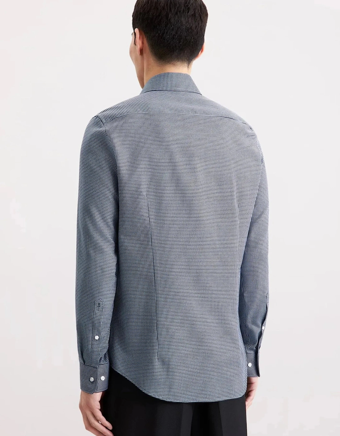 Slim Fit No Iron Spread Kent Pepita Business Shirt Dark Blue