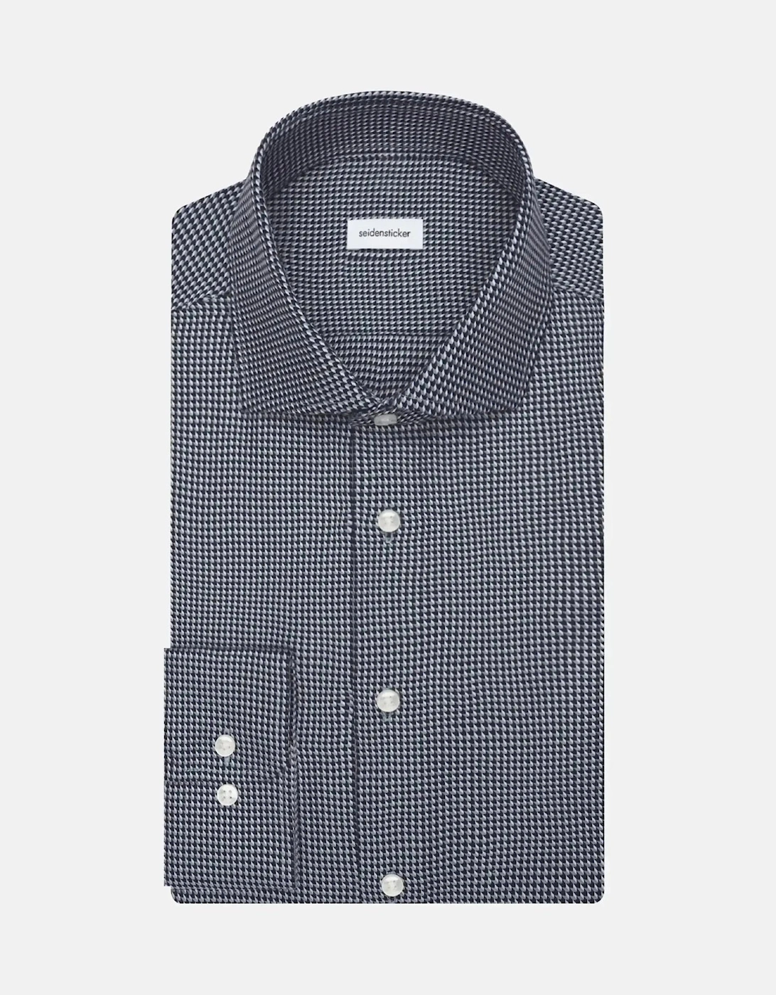 Slim Fit No Iron Spread Kent Pepita Business Shirt Dark Blue