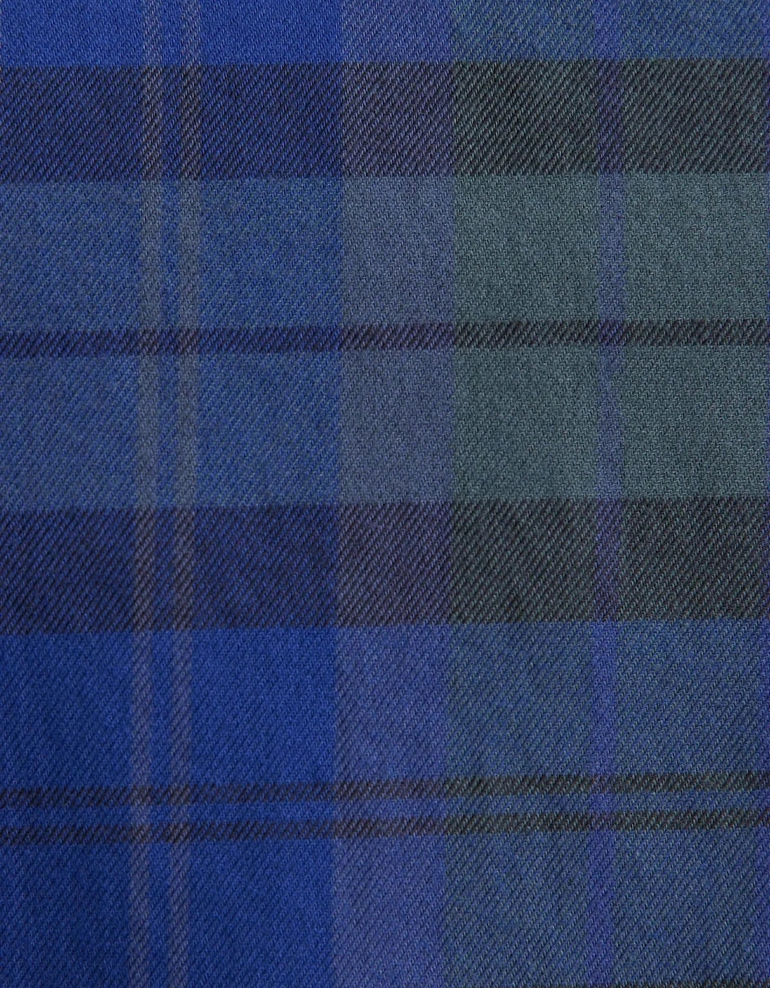 Slim Fit Spread Kent Check Flannel Shirt Dark Blue