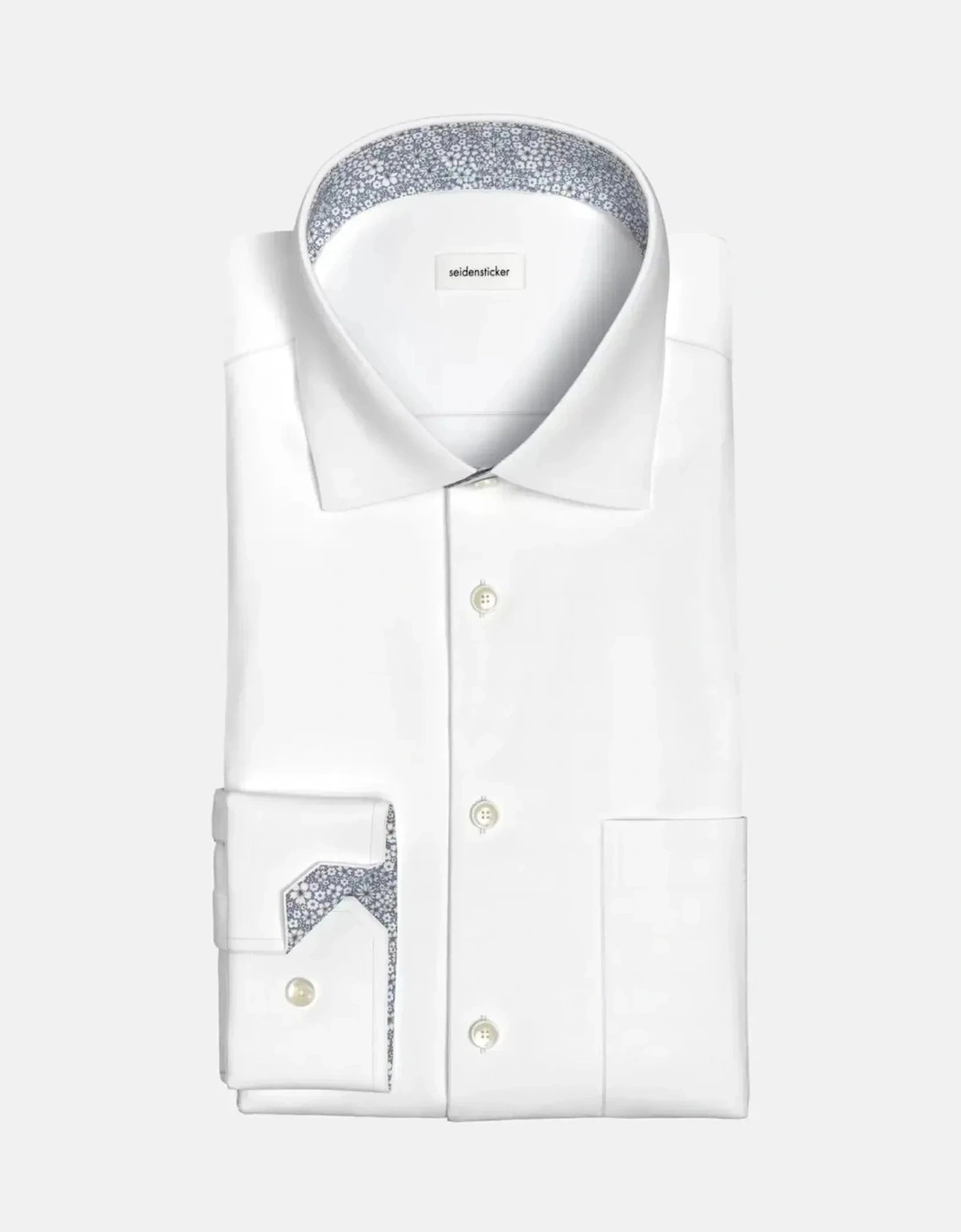 Regular Fit No Iron Business Kent Contrast Patch Business Shirt White