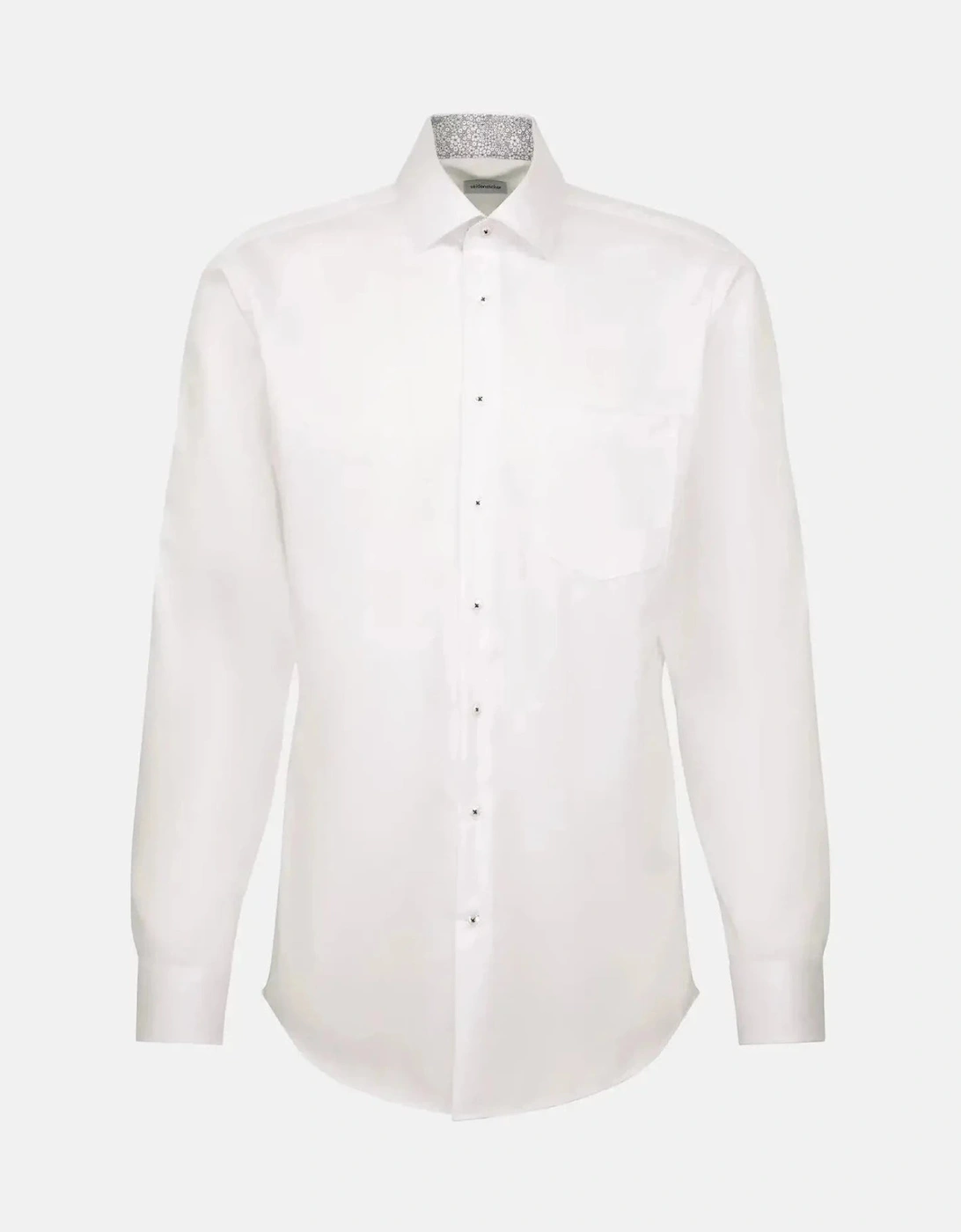 Regular Fit No Iron Business Kent Contrast Patch Business Shirt White