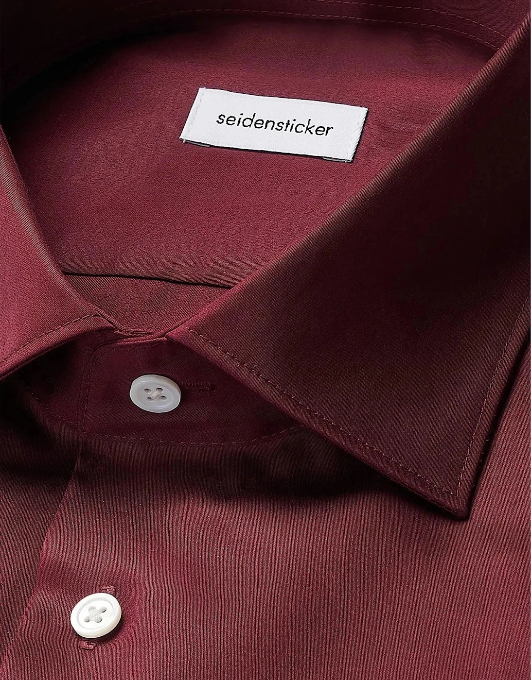 Shaped Fit Easy Iron New Kent Business Shirt Burgundy