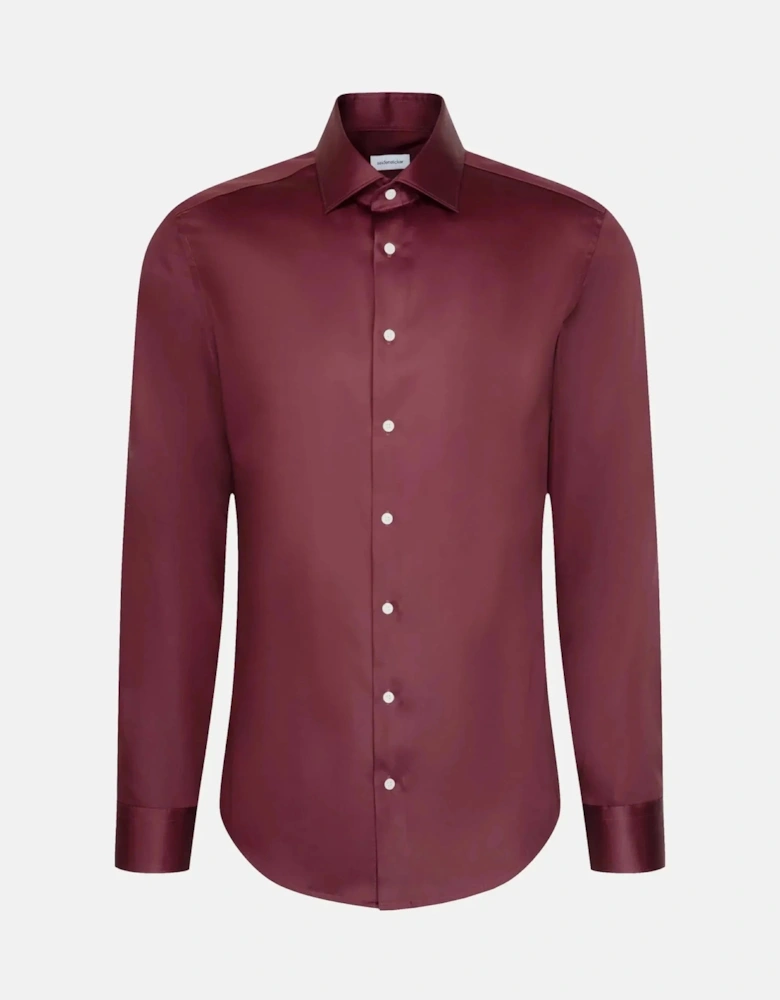 Shaped Fit Easy Iron New Kent Business Shirt Burgundy