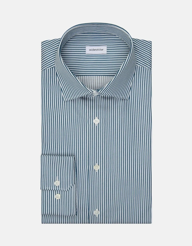 Slim Fit Easy Iron New Kent Striped Business Shirt Dark Teal