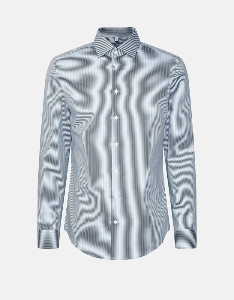 Slim Fit Easy Iron New Kent Striped Business Shirt Dark Teal
