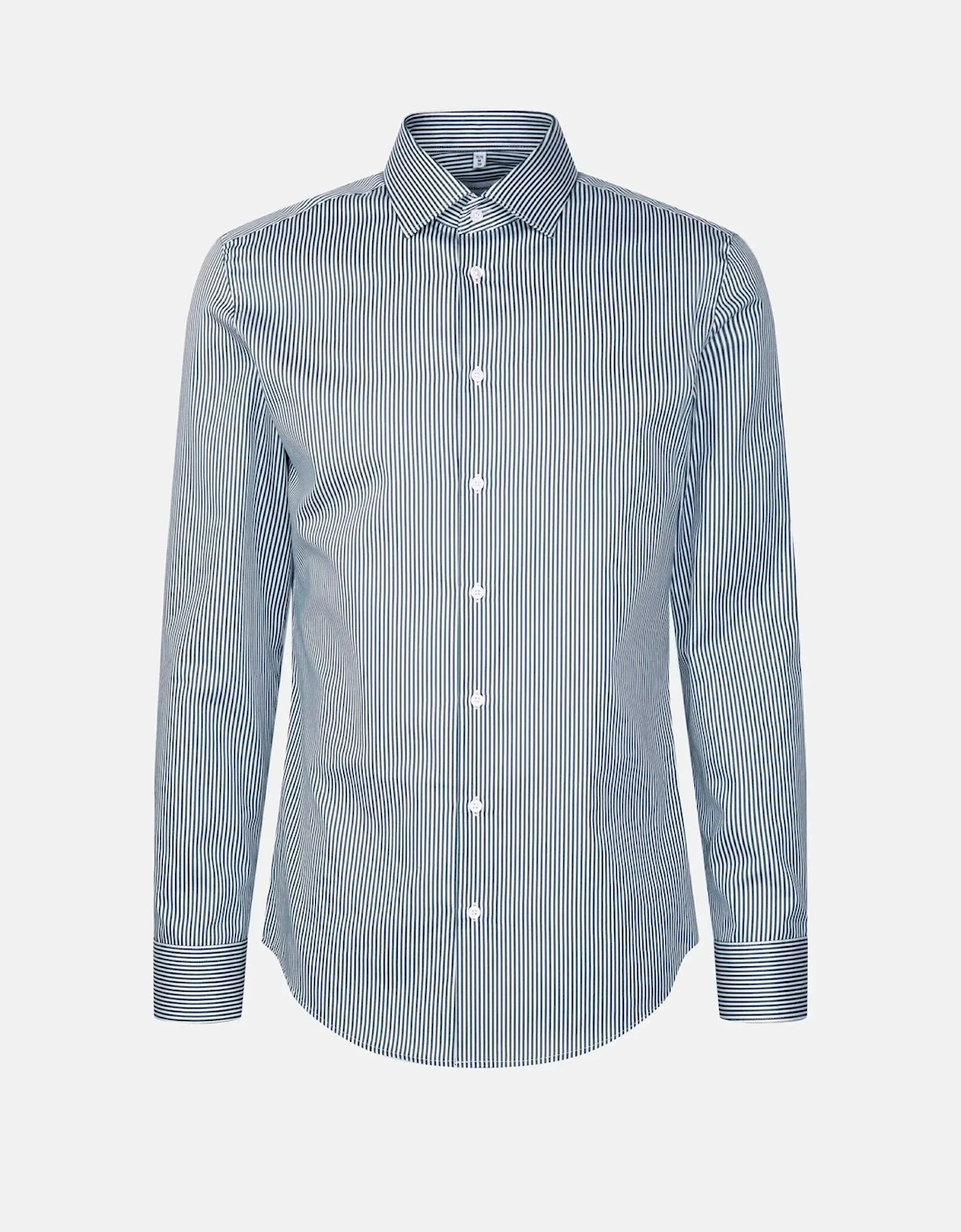 Slim Fit Easy Iron New Kent Striped Business Shirt Dark Teal