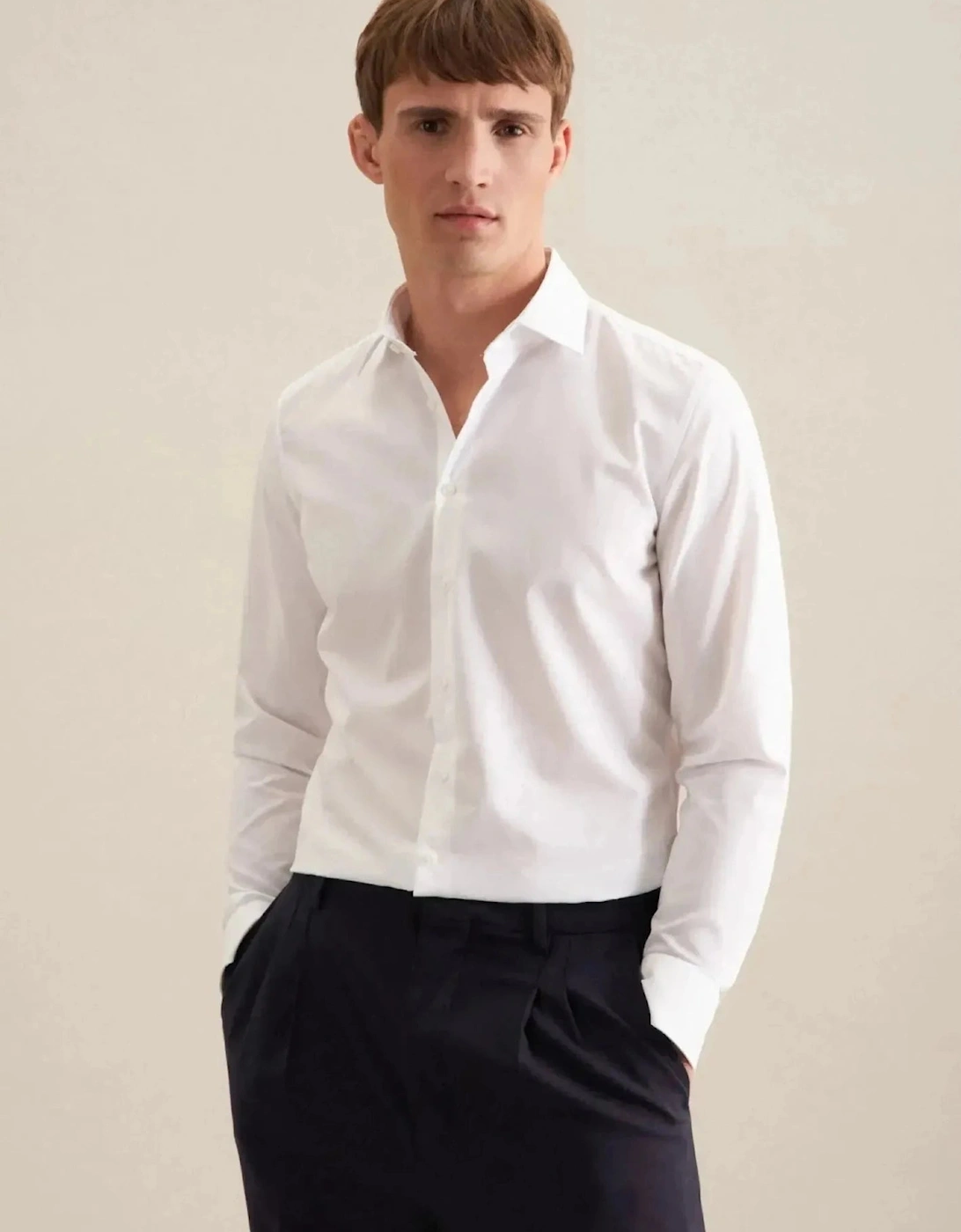 Slim Fit No Iron Kent Collar Business Shirt White, 10 of 9