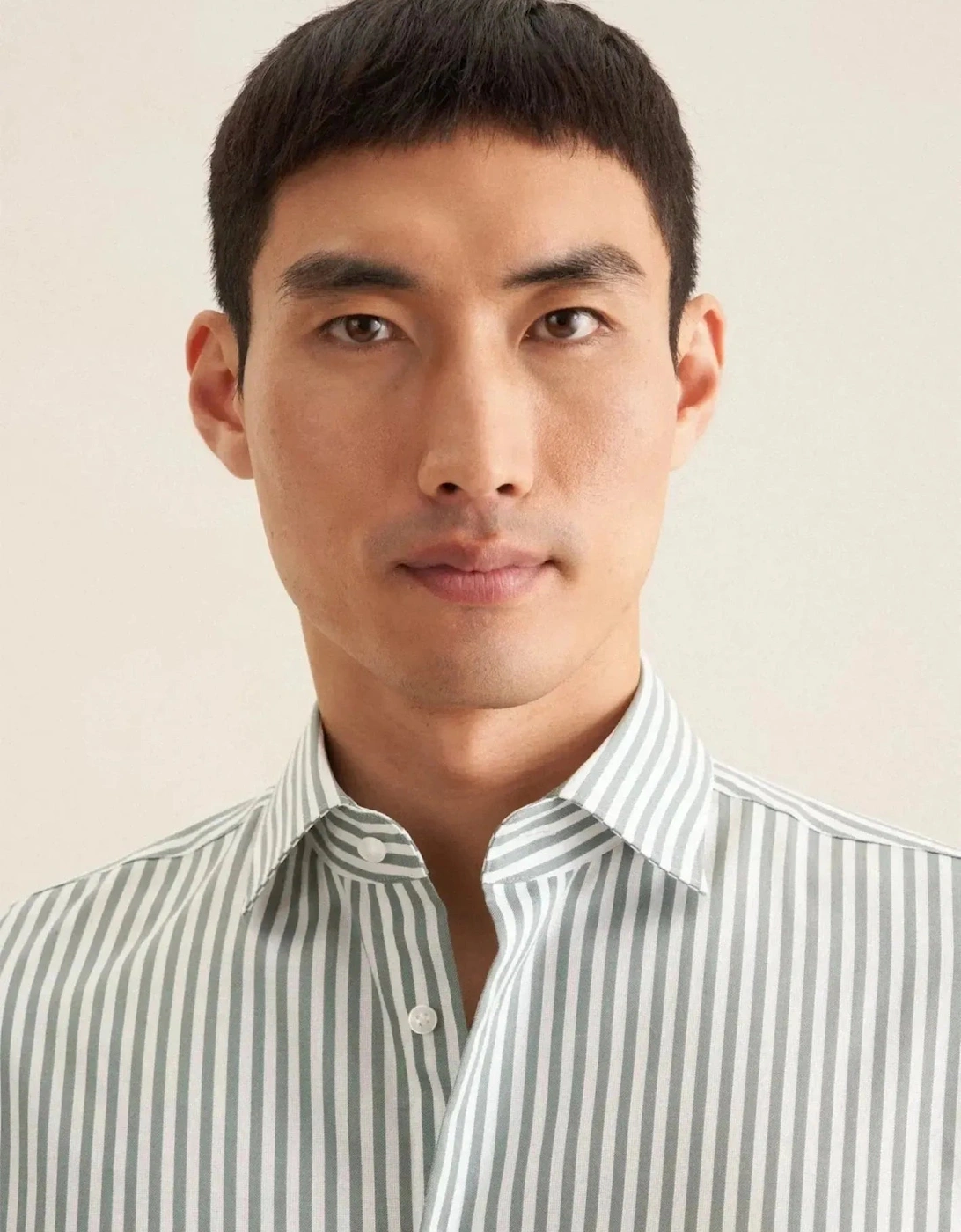 Slim Fit No Iron New Kent Striped Business Shirt Mid Green