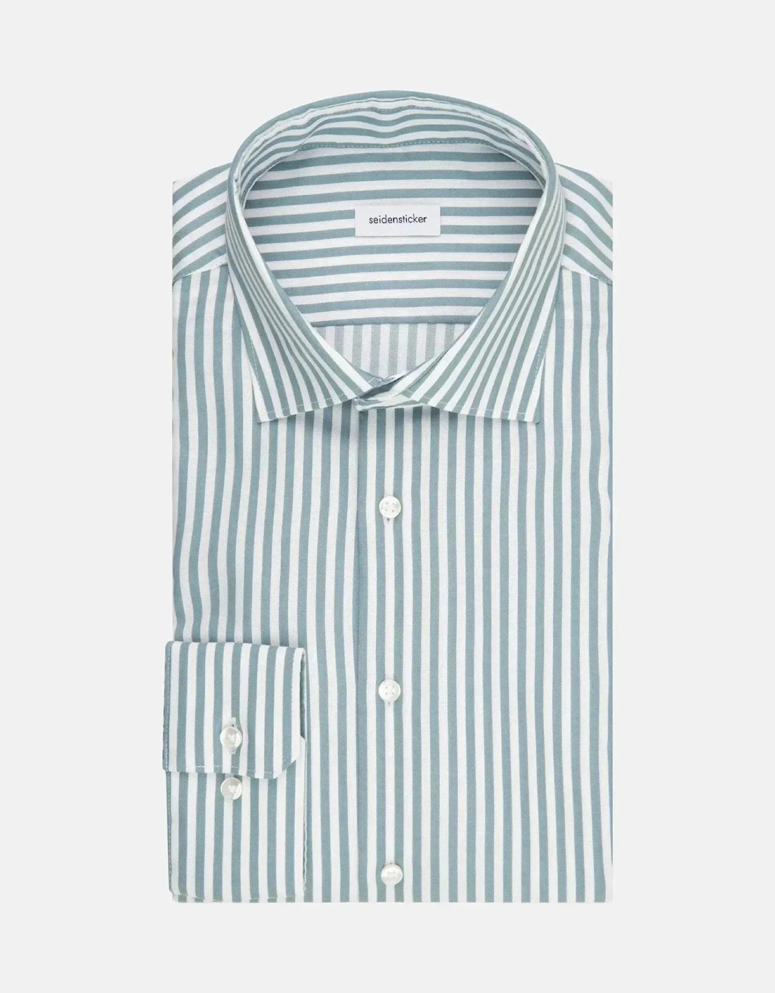 Slim Fit No Iron New Kent Striped Business Shirt Mid Green