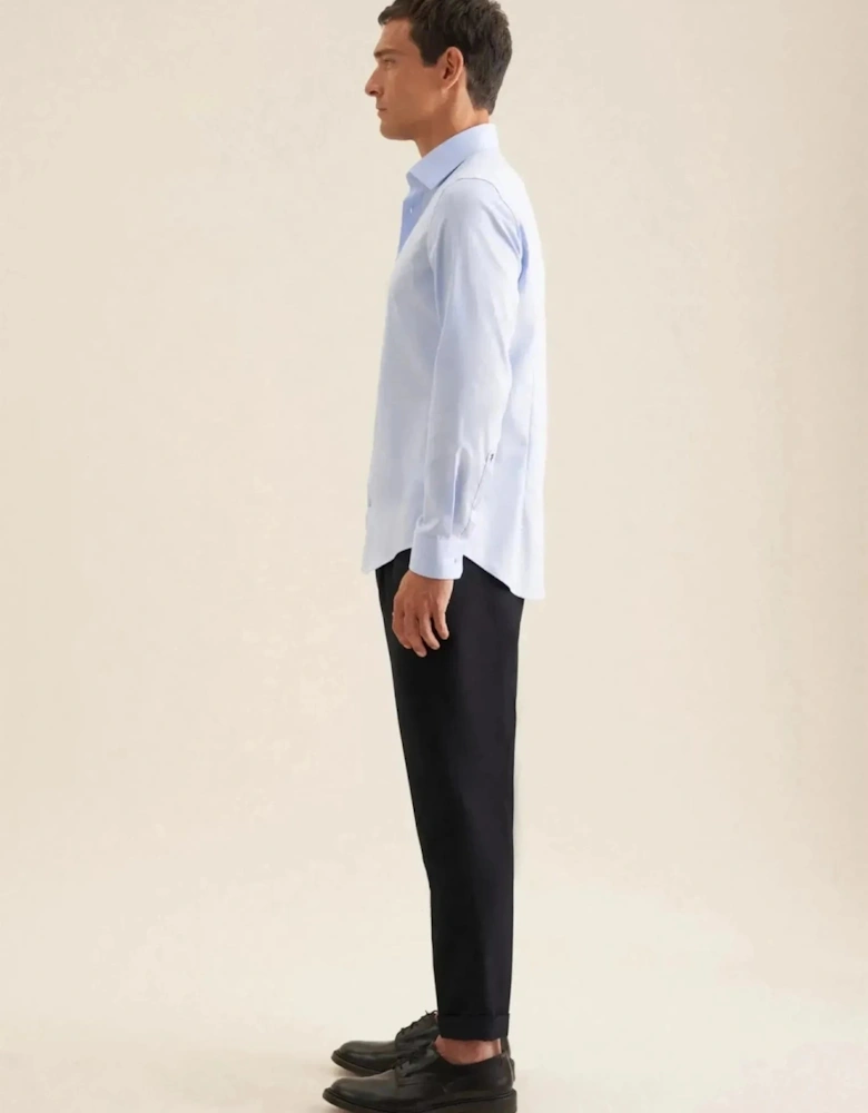 Slim Fit Easy Iron Business Kent Contrast Patch Business Shirt Light Blue